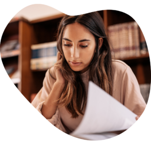 Student doing homework in library