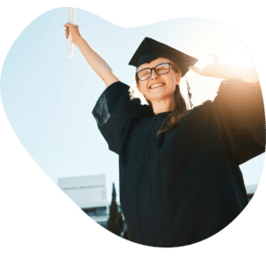 Student graduating with cap and gown