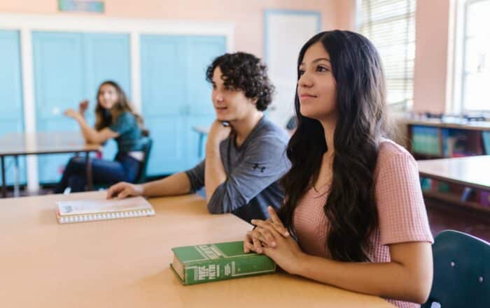 High school students in class