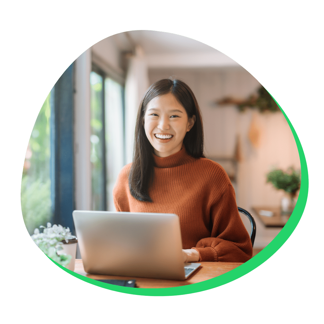 graduate student working on laptop