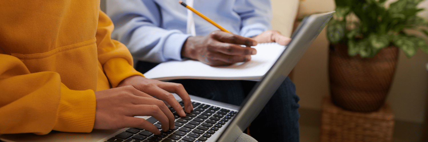 Student working on laptop