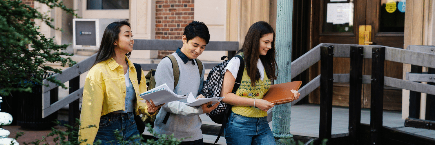 College students walking on campus