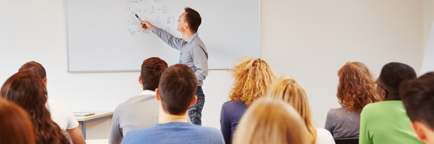 Liberal arts college professor teaching class