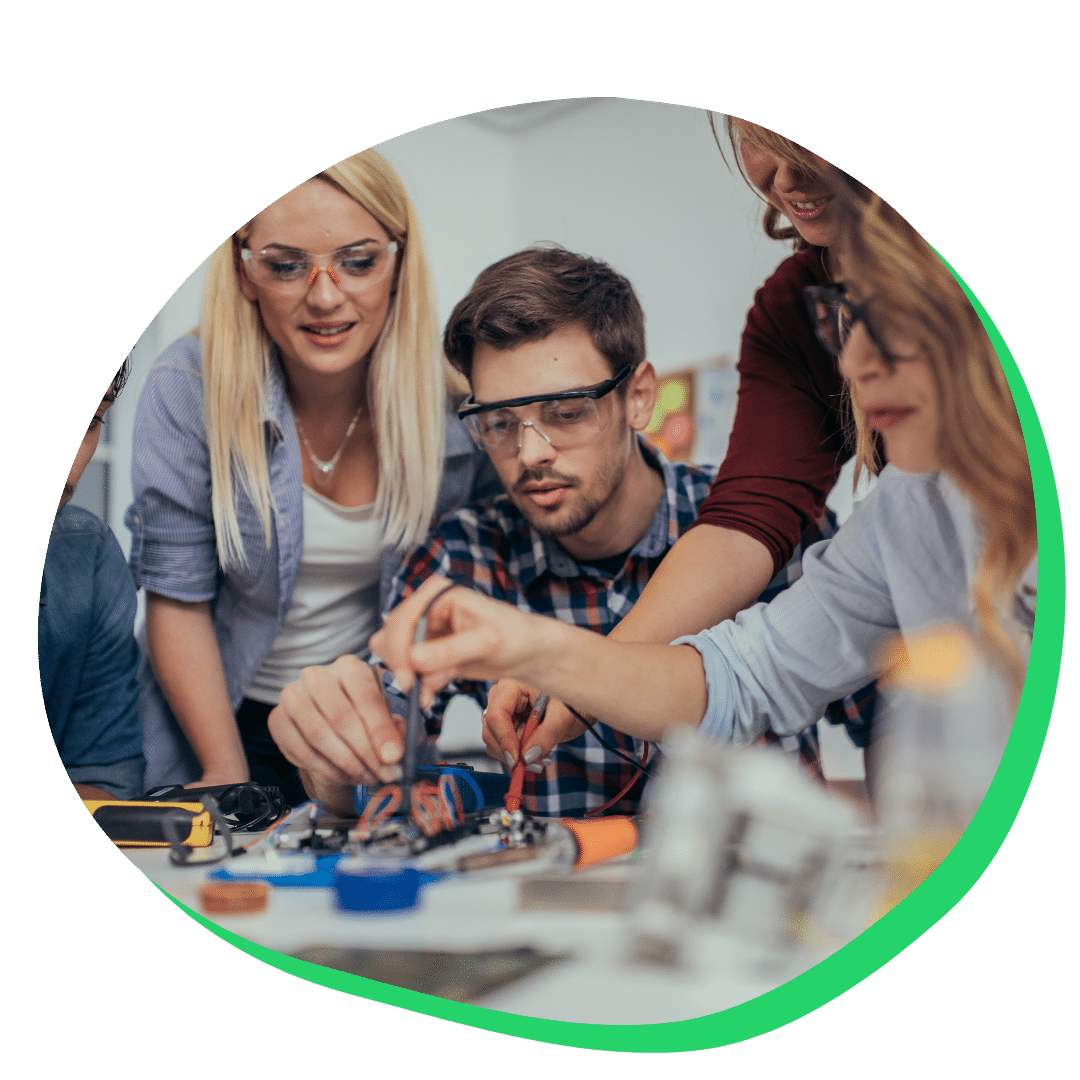 Students working on a stem project