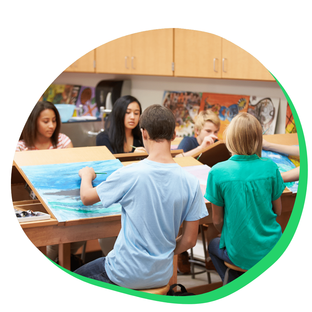 high school students in their art extracurricular program