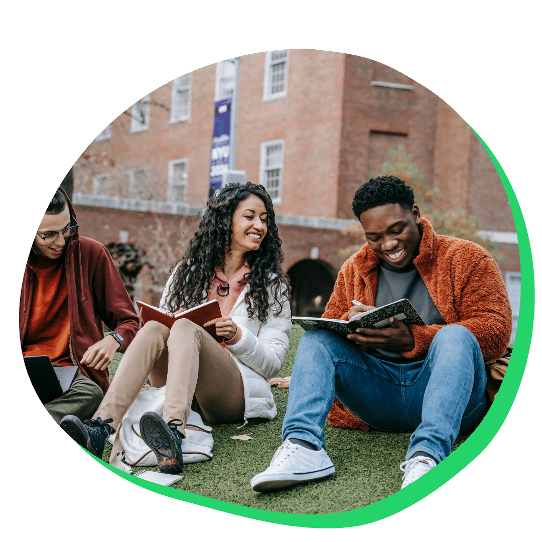 Students doing work on campus