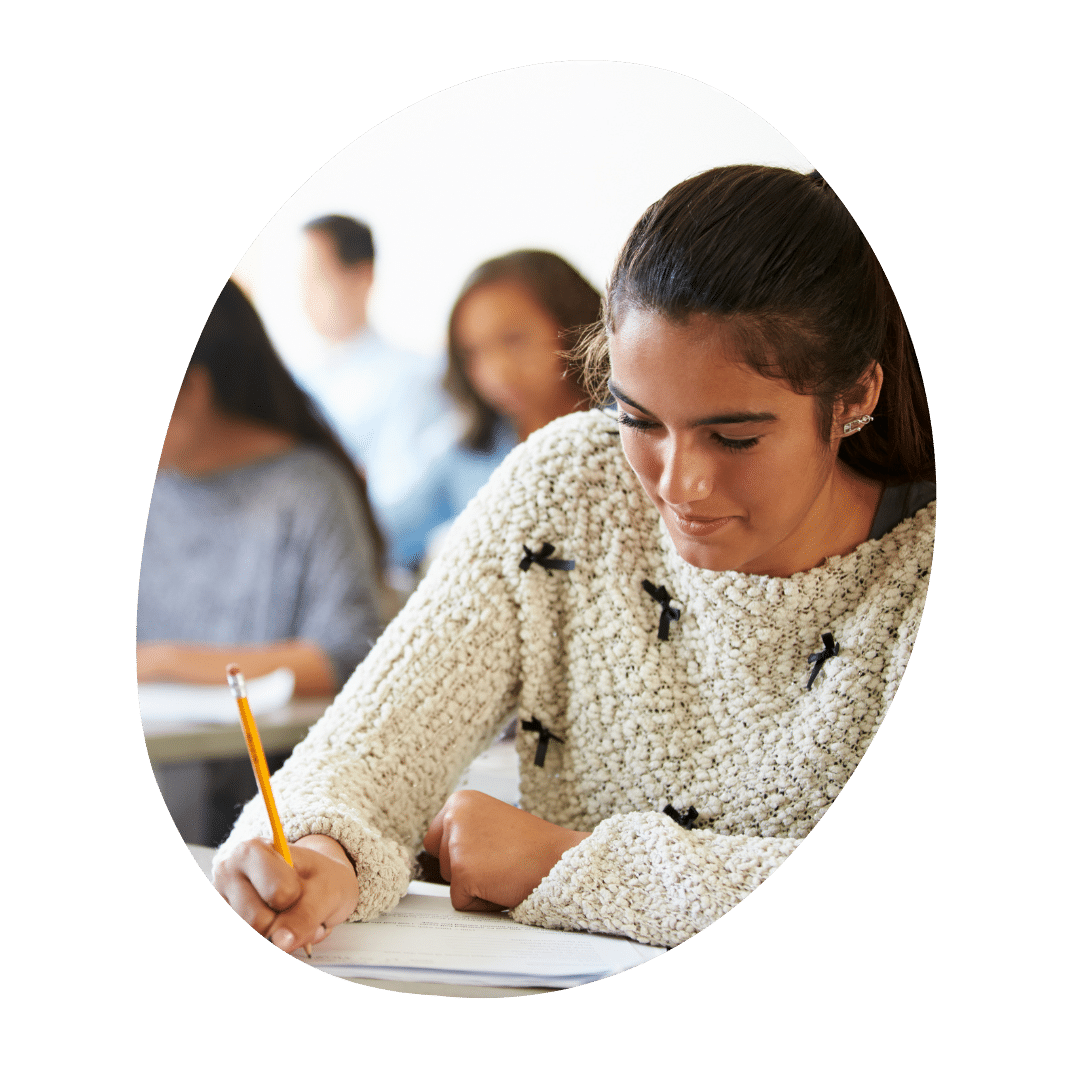 student writing her common app essay