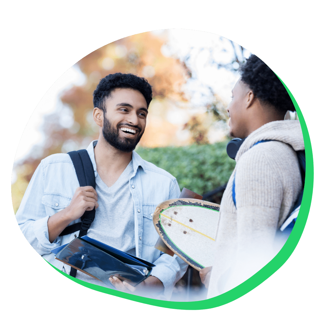 Male students talking on campus