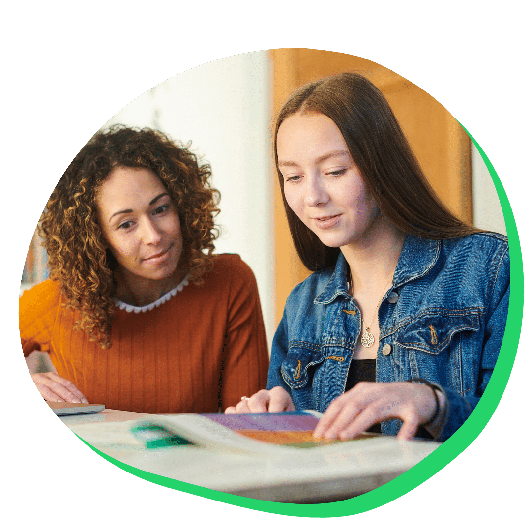 student getting professional college advising