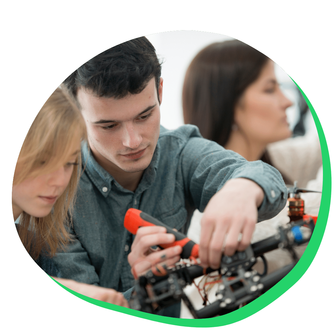 students working on stem project