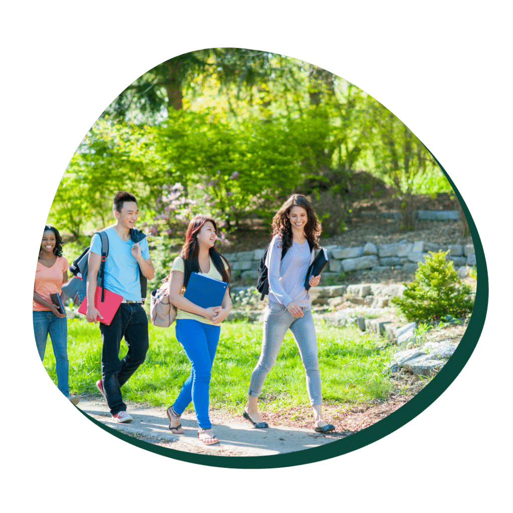 College transfer students on college campus