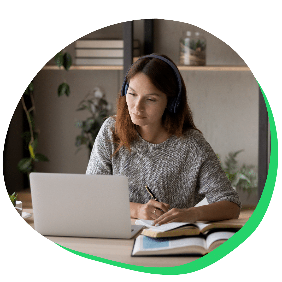 Student on laptop doing research