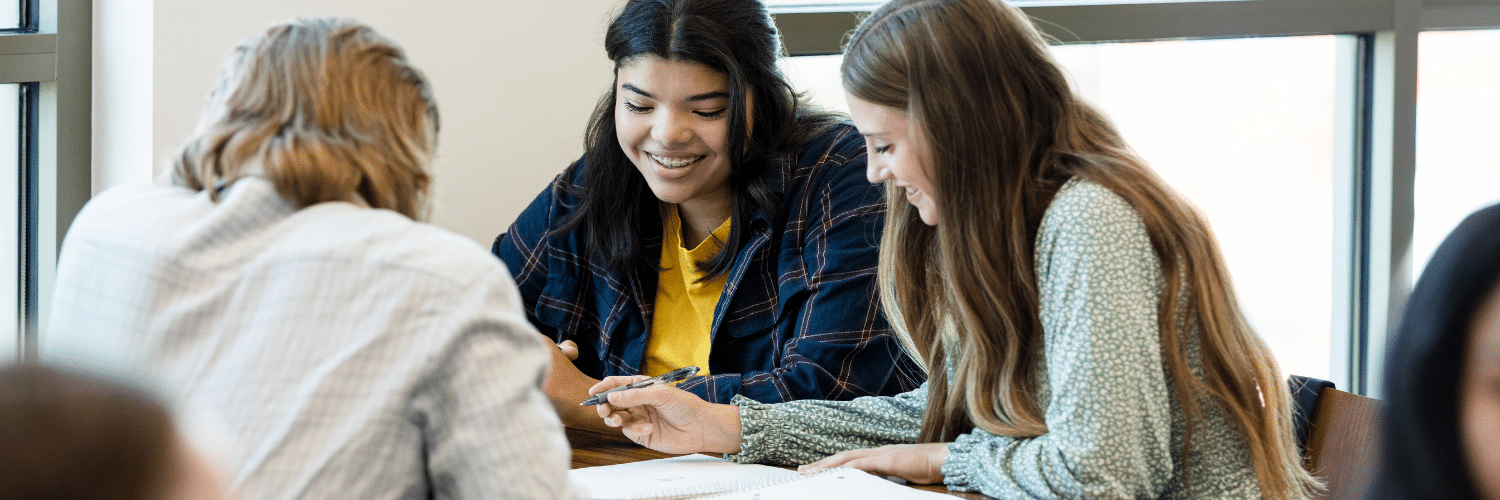 high school 10th graders studying together