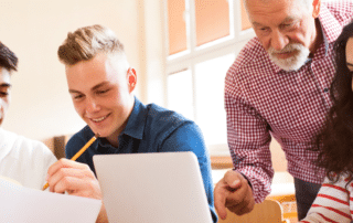 Students working together in class
