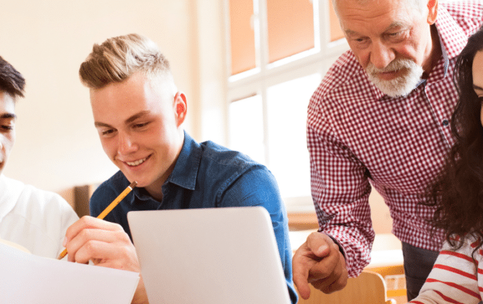 Students working together in class