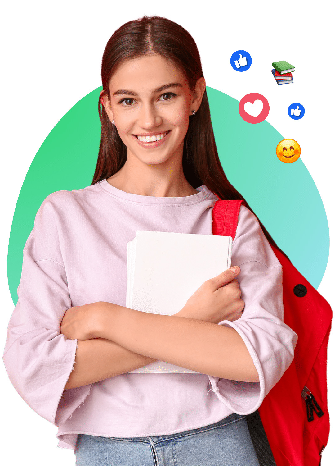 12th grade senior girl with book bag